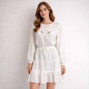 Zara Floral Embroidered Mini Dress Size L